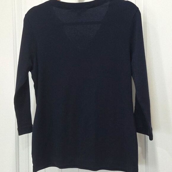 Brooks Brothers Womens Lightweight Navy, 100% Cotton V Neck Sweater Size M - Picture 5 of 5